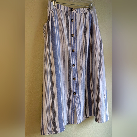 St. John's Bay Women's Chambray Midi Maxi Skirt 2X Button Front Cotton Linen - Picture 6 of 10